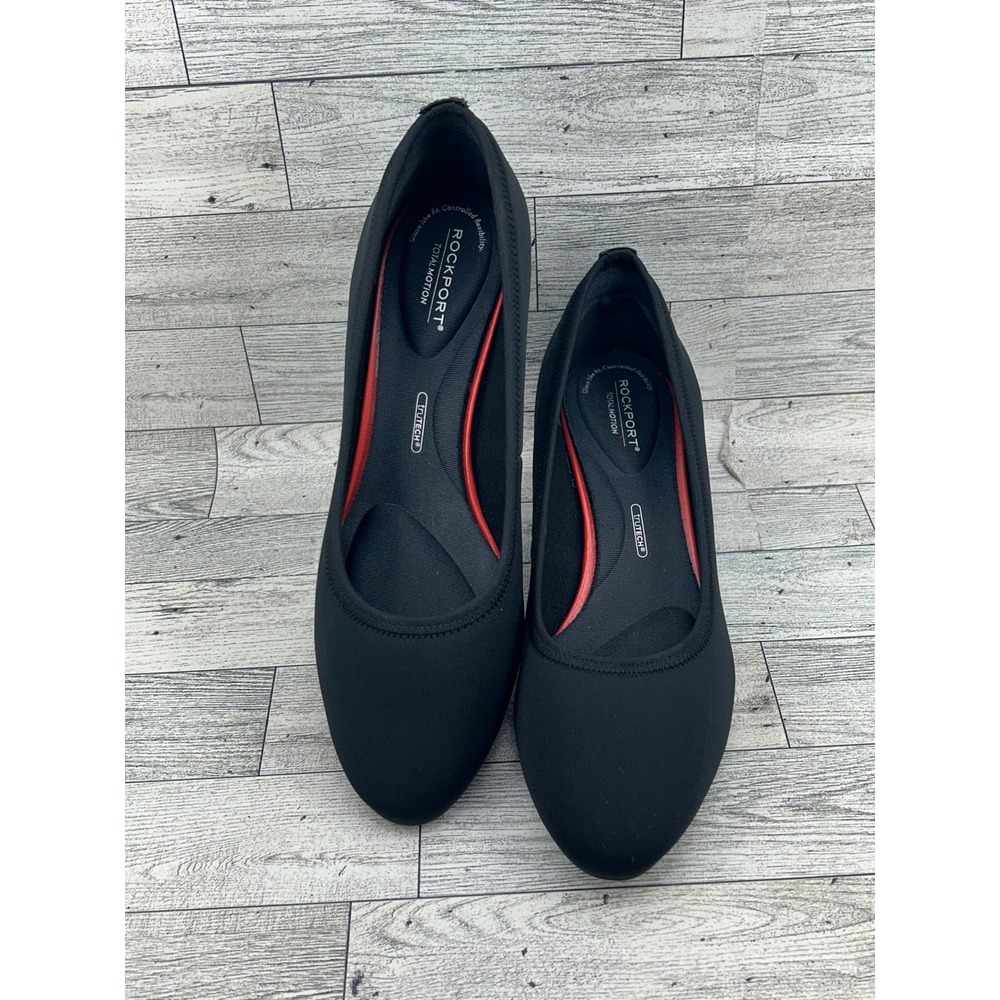 Rockport Total Motion truTECH Black Fabric Wedge Pumps CH6820 Women Sz 9M